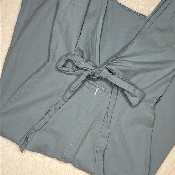 Women's Cotton Chambray Open Back Tie Wide Leg Jumpsuit Size S - Picture 4 of 6